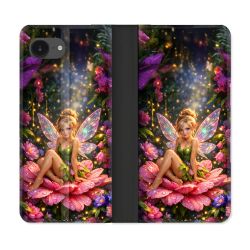 Housse Cuir Portefeuille Pour Iphone 17e Fantastique Fee Fleur