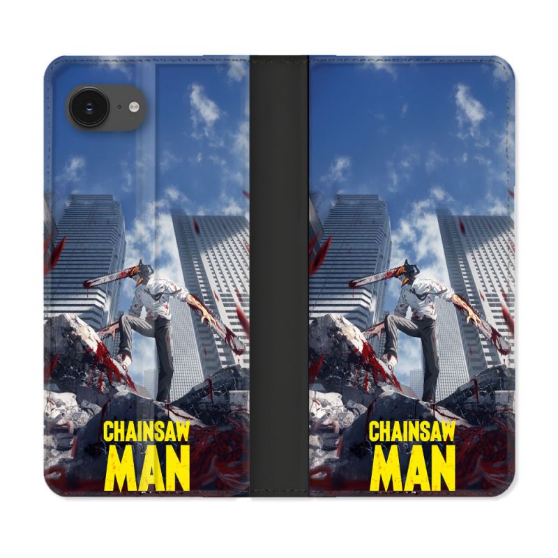 Housse Cuir Portefeuille Pour Iphone 17e Manga Chainsaw Man Denji