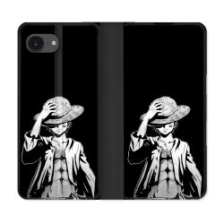 Housse Cuir Portefeuille Pour Iphone 17e Manga One Piece Luffy Noir