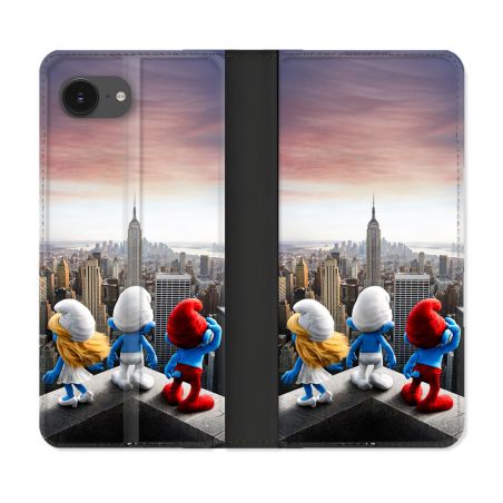 Housse Cuir Portefeuille Pour Iphone 17e Schtroumpfs New York