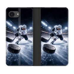 Housse Cuir Portefeuille Pour Iphone 17e Sport Hockey sur Glace