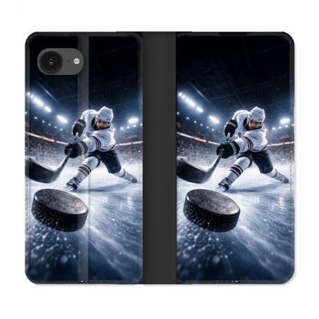 Housse Cuir Portefeuille Pour Iphone 17e Sport Hockey sur Glace