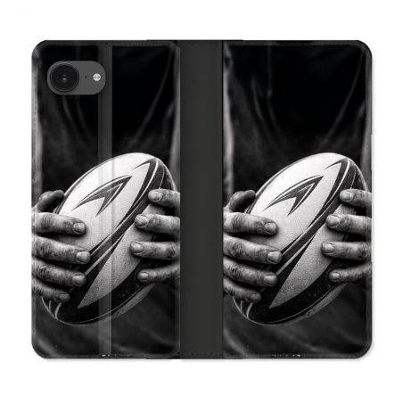 Housse Cuir Portefeuille Pour Iphone 17e Sport Rugby Ballon Moderne