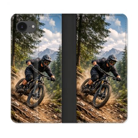 Housse Cuir Portefeuille Pour Iphone 17e Sport VTT Montagne