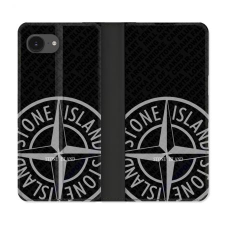 Housse Cuir Portefeuille Pour Iphone 17e Stone Island Gris