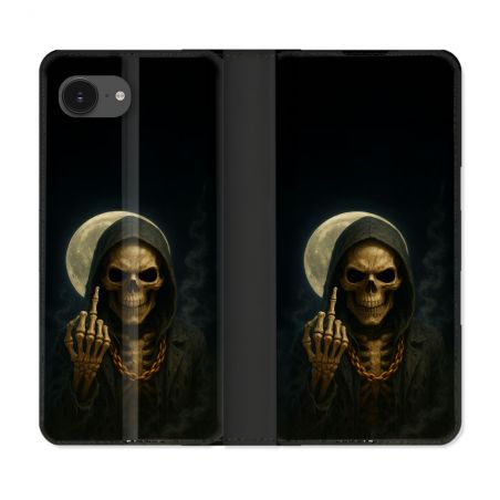 Housse Cuir Portefeuille Pour Iphone 17e Tete de Mort Doigt 2026