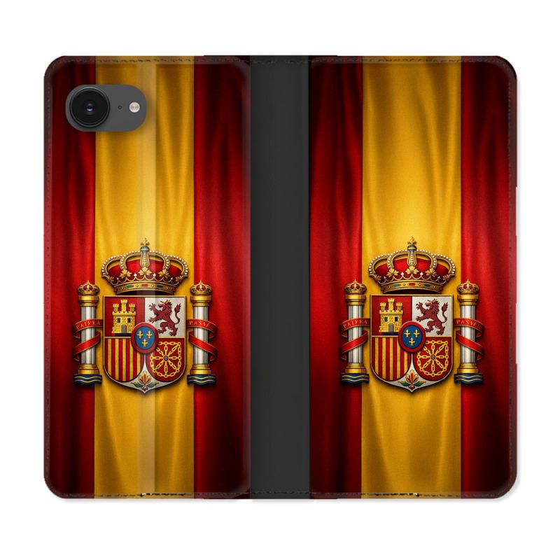 Housse Cuir Portefeuille Pour Iphone 17e Voyage Drapeau Espagne