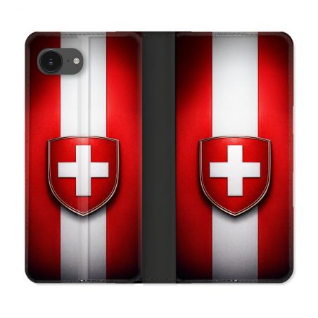 Housse Cuir Portefeuille Pour Iphone 17e Voyage Drapeau Suisse