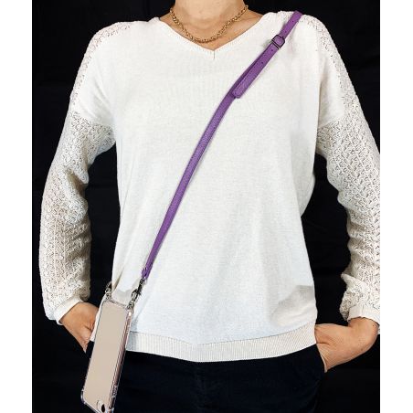 Coque Pour Xiaomi 17 avec Lanière Cordon Cuir 2 Violet