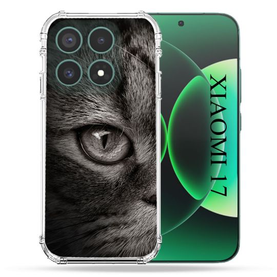 Coque Renforcée Pour Xiaomi 17 Animal Chat Gris