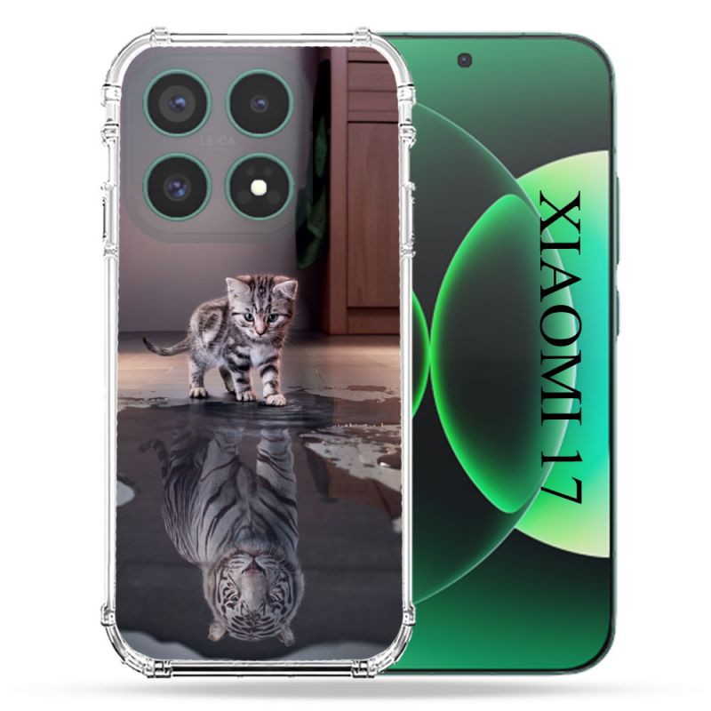 Coque Renforcée Pour Xiaomi 17 Animal Chat Reflet