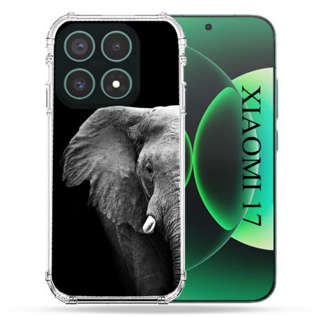 Coque Renforcée Pour Xiaomi 17 Animal Elephant Noir