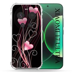 Coque Renforcée Pour Xiaomi 17 Ultra Amour Coeur Rose Montant sur Noir