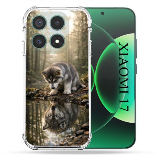 Coque Renforcée Pour Xiaomi 17 Animal Loup Reflet