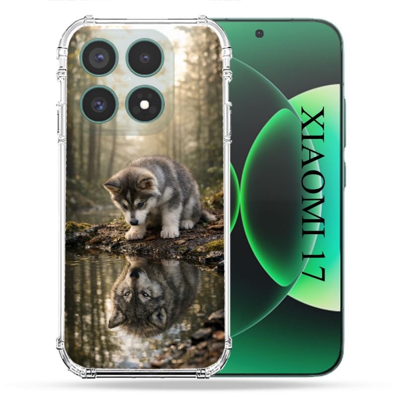 Coque Renforcée Pour Xiaomi 17 Animal Loup Reflet
