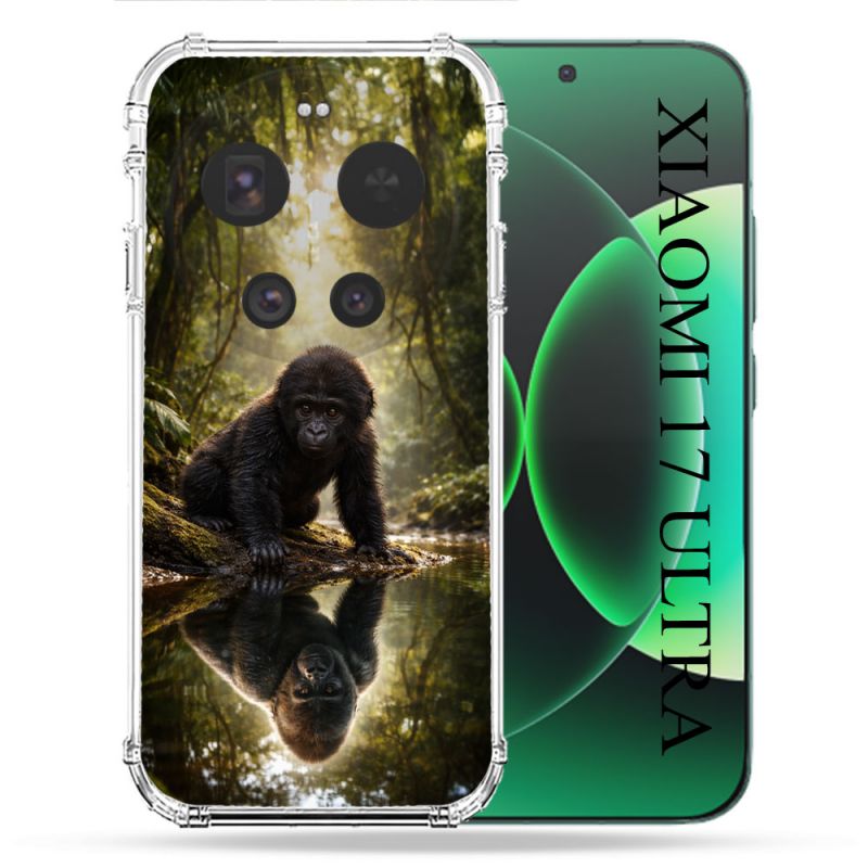 Coque Renforcée Pour Xiaomi 17 Ultra Animal Gorille Reflet