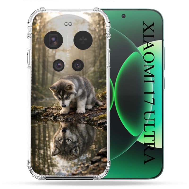 Coque Renforcée Pour Xiaomi 17 Ultra Animal Loup Reflet