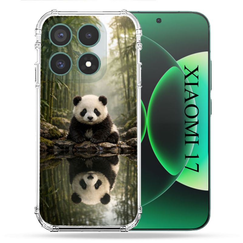 Coque Renforcée Pour Xiaomi 17 Animal Panda Reflet