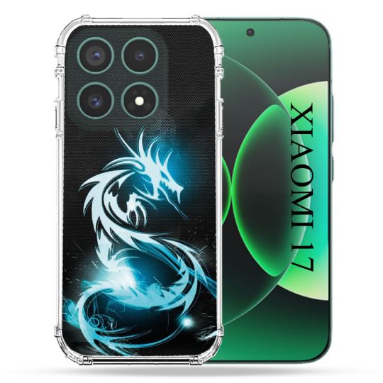 Coque Renforcée Pour Xiaomi 17 Fantastique Dragon Bleu