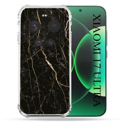 Coque Renforcée Pour Xiaomi 17 Ultra Texture Marbre Noir