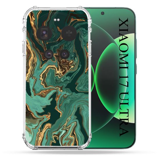 Coque Renforcée Pour Xiaomi 17 Ultra Texture Marbre Vert