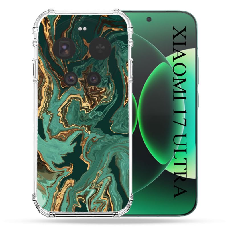 Coque Renforcée Pour Xiaomi 17 Ultra Texture Marbre Vert