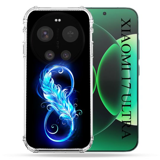 Coque Renforcée Pour Xiaomi 17 Ultra Texture Plume Infini Bleu