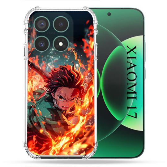 Coque Renforcée Pour Xiaomi 17 Manga Demon Slayer Tanjiro Feu