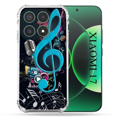 Coque Renforcée Pour Xiaomi 17 Musique Cle Sol Bleu