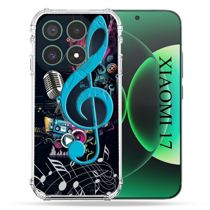 Coque Renforcée Pour Xiaomi 17 Musique Cle Sol Bleu