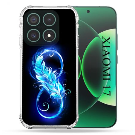 Coque Renforcée Pour Xiaomi 17 Texture Plume Infini Bleu