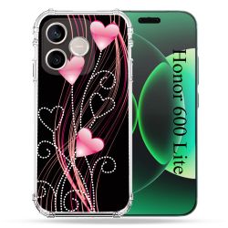 Coque Renforcée Pour Honor 600 Lite 5G Amour Coeur Rose Montant sur Noir