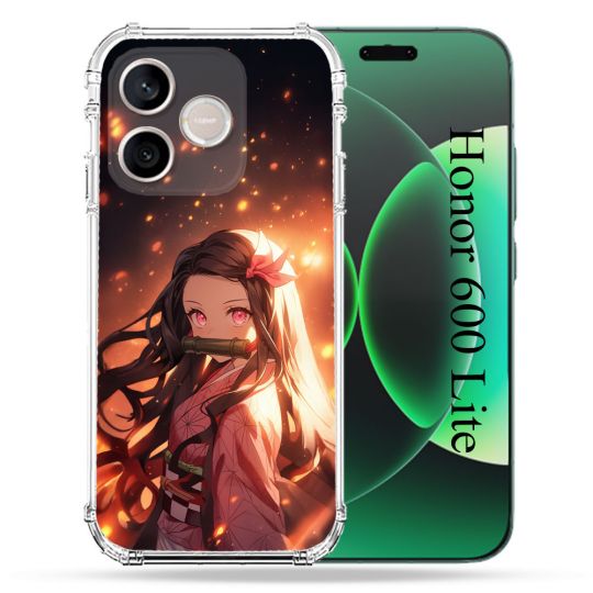 Coque Renforcée Pour Honor 600 Lite 5G Manga Demon Slayer Nezuko Rose