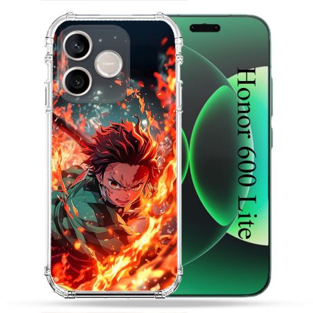 Coque Renforcée Pour Honor 600 Lite 5G Manga Demon Slayer Tanjiro Feu
