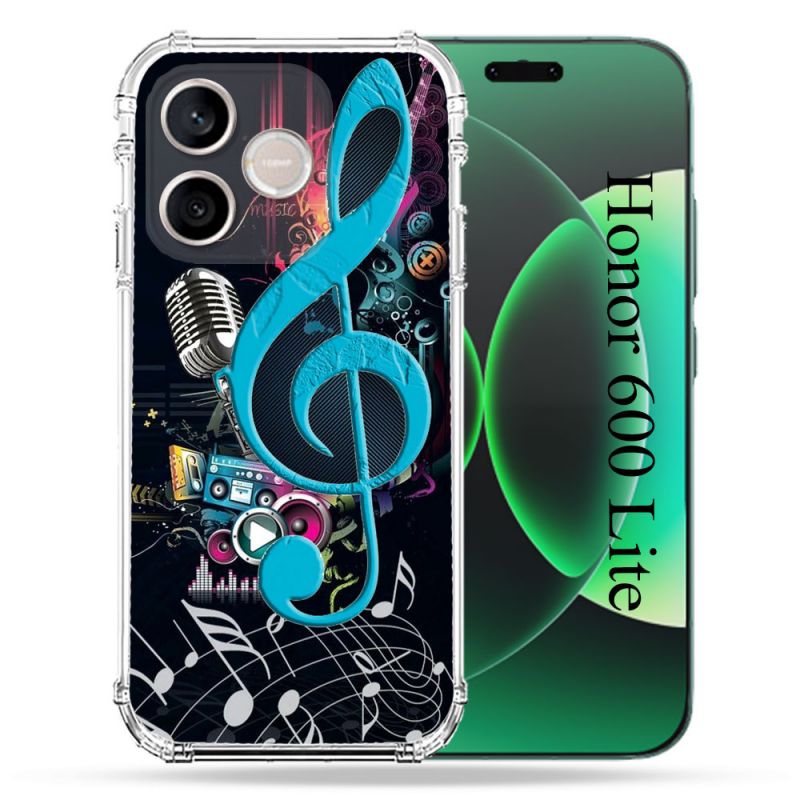 Coque Renforcée Pour Honor 600 Lite 5G Musique Cle Sol Bleu