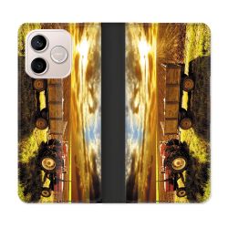 Housse Cuir Portefeuille Pour Honor 600 Lite 5G Agriculture Tracteur Color