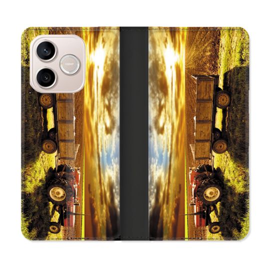 Housse Cuir Portefeuille Pour Honor 600 Lite 5G Agriculture Tracteur Color