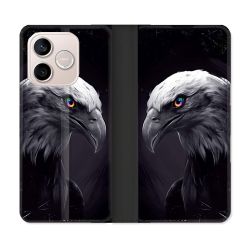 Housse Cuir Portefeuille Pour Honor 600 Lite 5G Animal Aigle Royal Noir