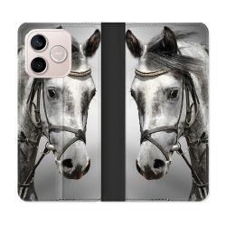 Housse Cuir Portefeuille Pour Honor 600 Lite 5G Animal Cheval Blanc