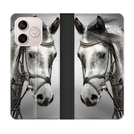 Housse Cuir Portefeuille Pour Honor 600 Lite 5G Animal Cheval Blanc