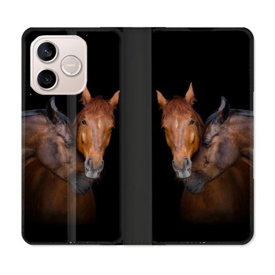 Housse Cuir Portefeuille Pour Honor 600 Lite 5G Animal Cheval Marron