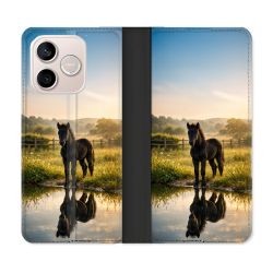 Housse Cuir Portefeuille Pour Honor 600 Lite 5G Animal Cheval Reflet