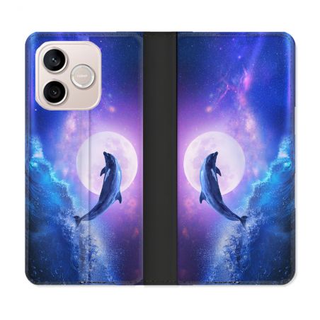 Housse Cuir Portefeuille Pour Honor 600 Lite 5G Animal Dauphin Vague
