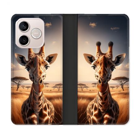 Housse Cuir Portefeuille Pour Honor 600 Lite 5G Animal Girafe Savane
