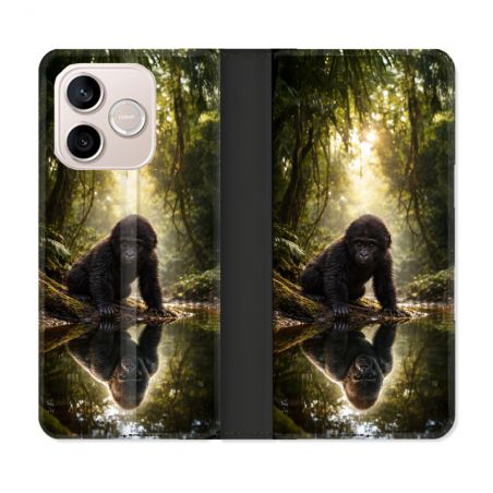 Housse Cuir Portefeuille Pour Honor 600 Lite 5G Animal Gorille Reflet