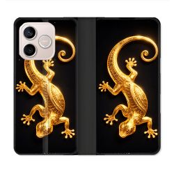 Housse Cuir Portefeuille Pour Honor 600 Lite 5G Animal Lezard Noir 2026
