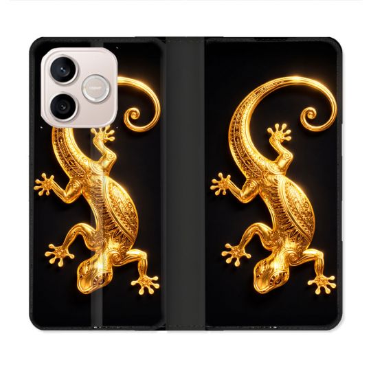 Housse Cuir Portefeuille Pour Honor 600 Lite 5G Animal Lezard Noir 2026