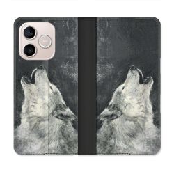 Housse Cuir Portefeuille Pour Honor 600 Lite 5G Animal Loup Hurlement