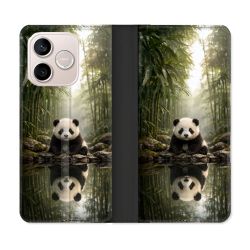 Housse Cuir Portefeuille Pour Honor 600 Lite 5G Animal Panda Reflet