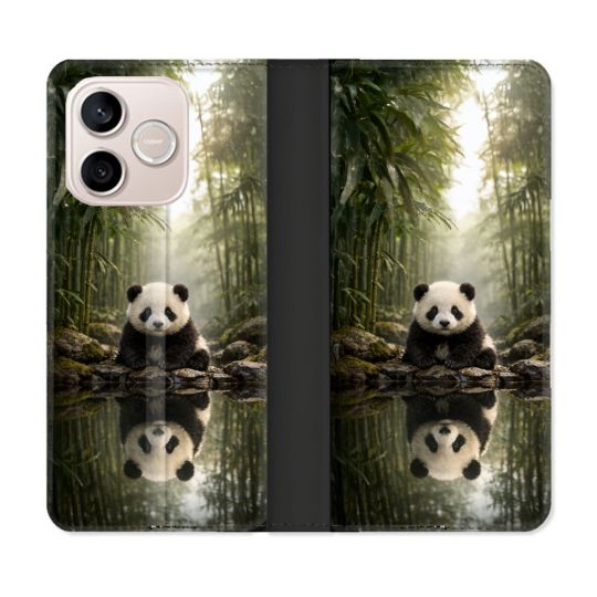 Housse Cuir Portefeuille Pour Honor 600 Lite 5G Animal Panda Reflet